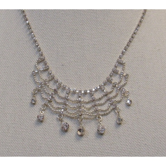 The Unbranded Brand Jewelry - Silver Tone Clear Beaded Collar Necklace Retro Victorian Witchy Whimsygoth HOCO
